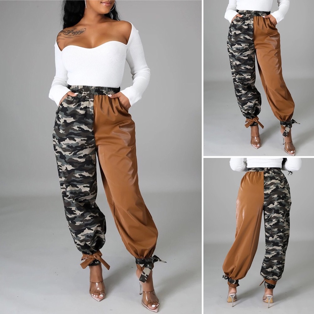 HP CAMO Pocket Tie Vegan Leather Pant
